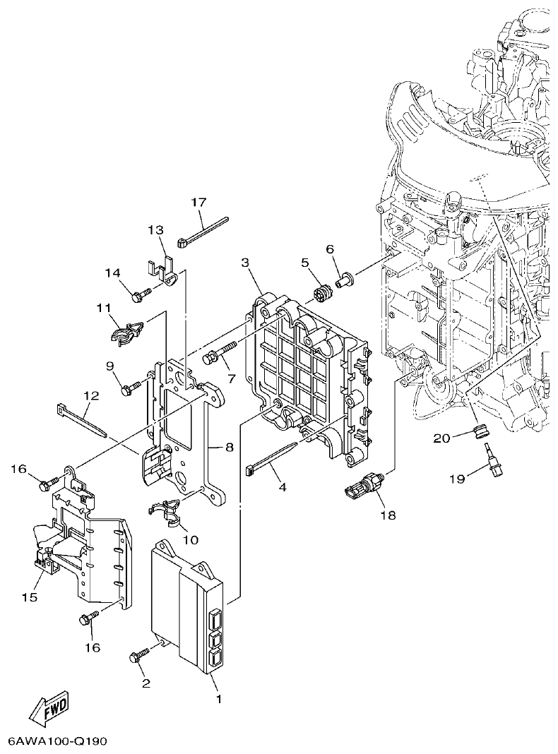Yamaha 20, F350NCC2 ELECTRICAL 1 parts diagram